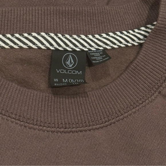 NEW Volcom Truly Stokin' Boyfriend Crew Sweatshirt Brown Yellow Girl's Size M - Picture 3 of 6